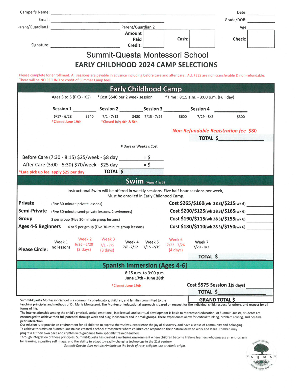 Registration Worksheet